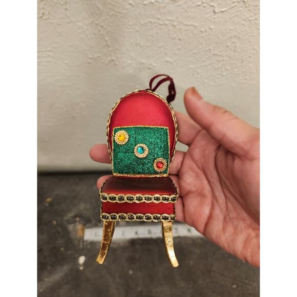 Royal Collection Trust Ornament Christmas Tea Cup Tree & Chair Gold Embroidered - Picture 9 of 12